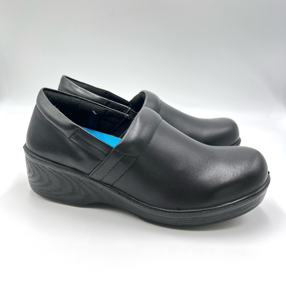 7.5W 7.5 W WIDE WIDTH Dr Scholls Women's Black Leather Dynamo Work Shoes Clogs